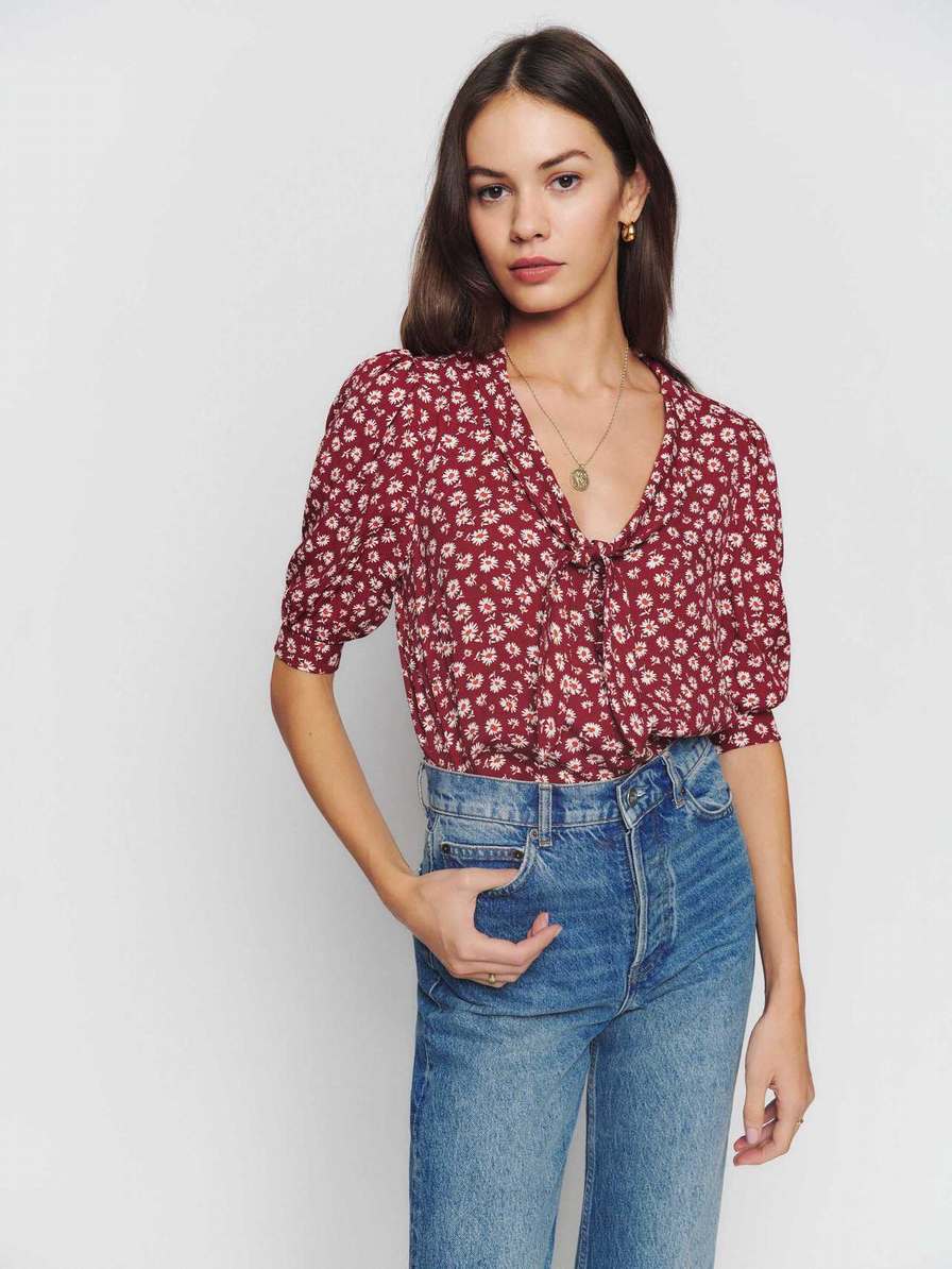 Women's Reformation Joelle Tops Flower | USA-326081