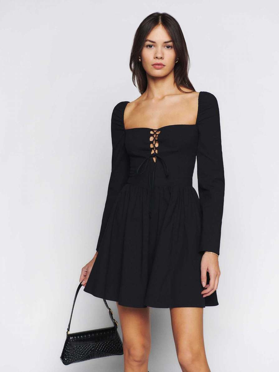 Women's Reformation Johnny Dress Black | USA-1730564