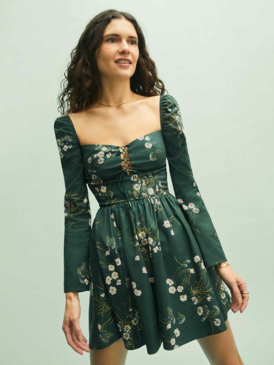 Women's Reformation Johnny Dress Dark Green | USA-034865