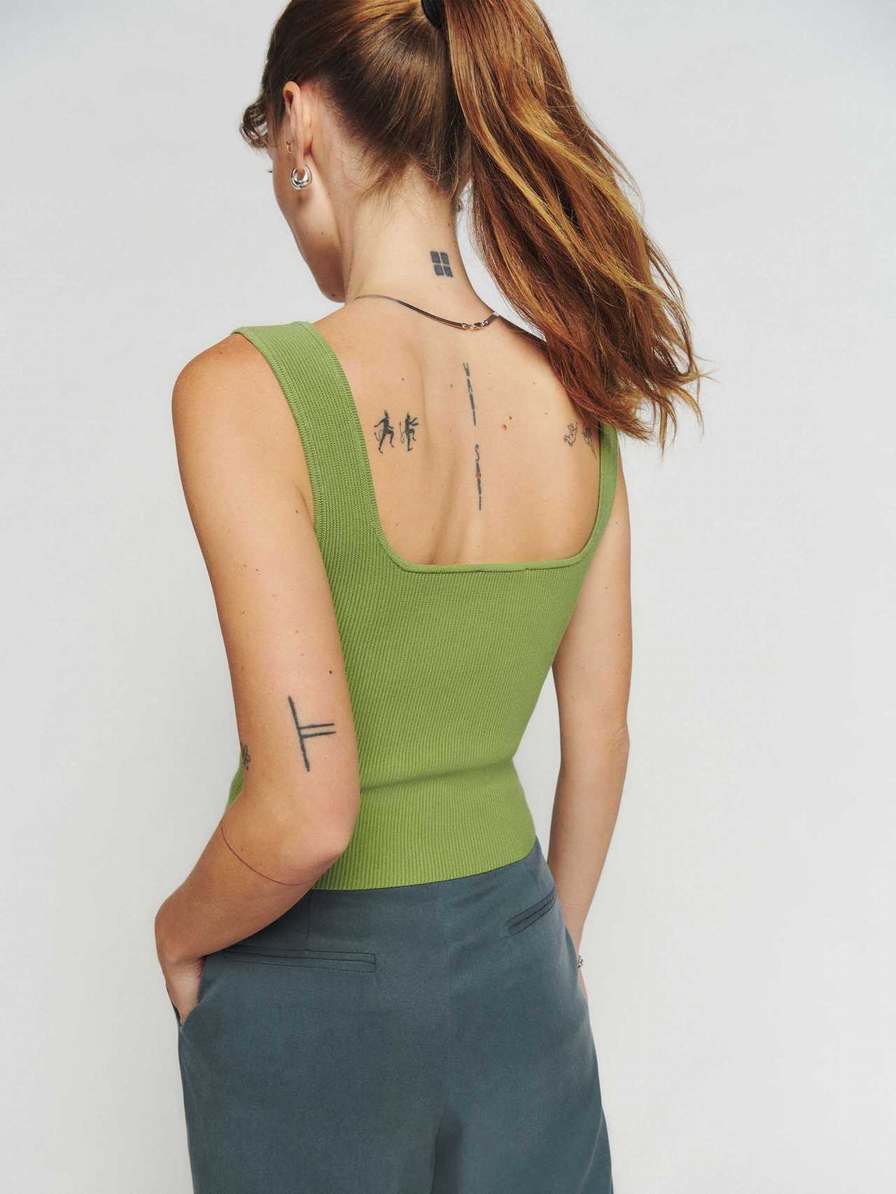 Women's Reformation Julia Ribbed Tanks Green | USA-083526