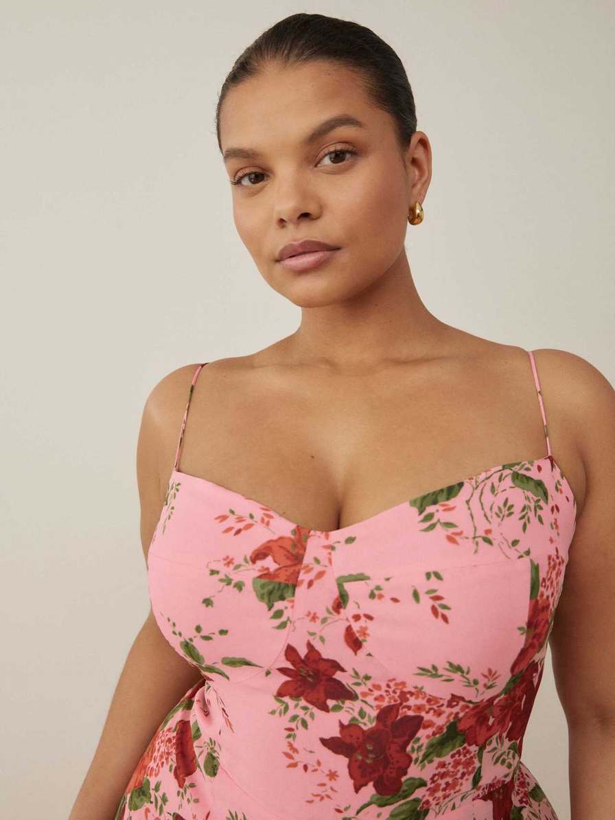 Women's Reformation Juliette Es Dress Rose Flower | USA-837245