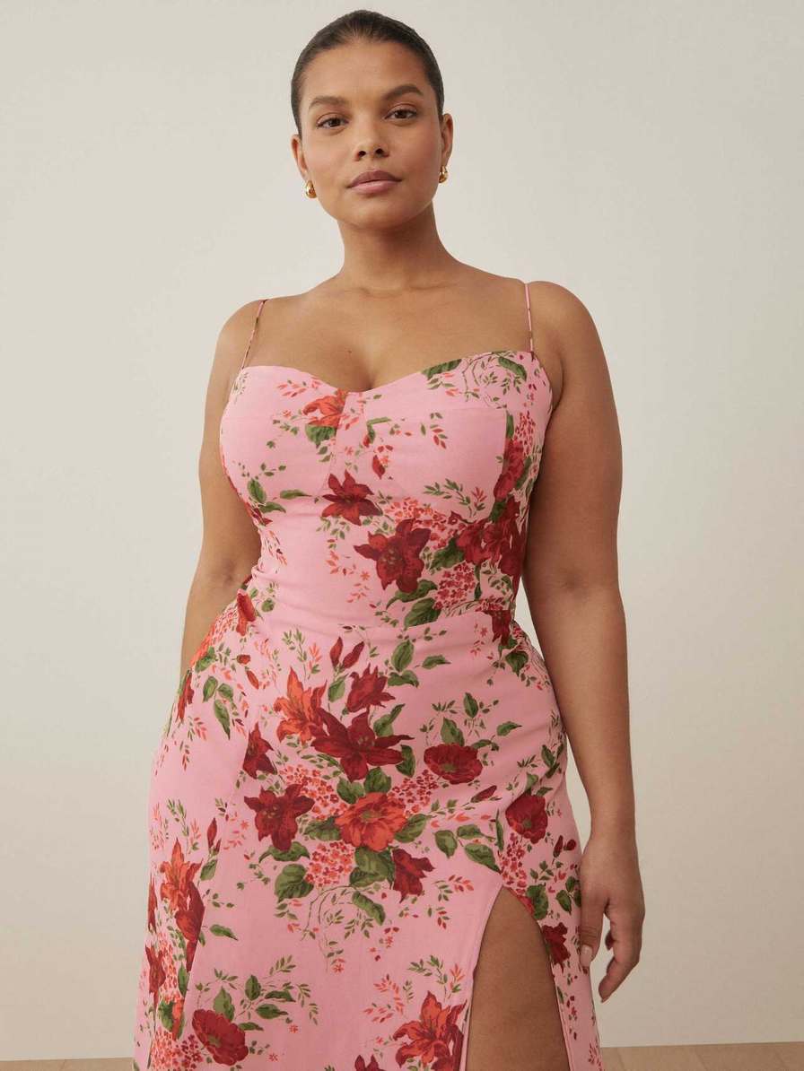 Women's Reformation Juliette Es Dress Rose Flower | USA-837245