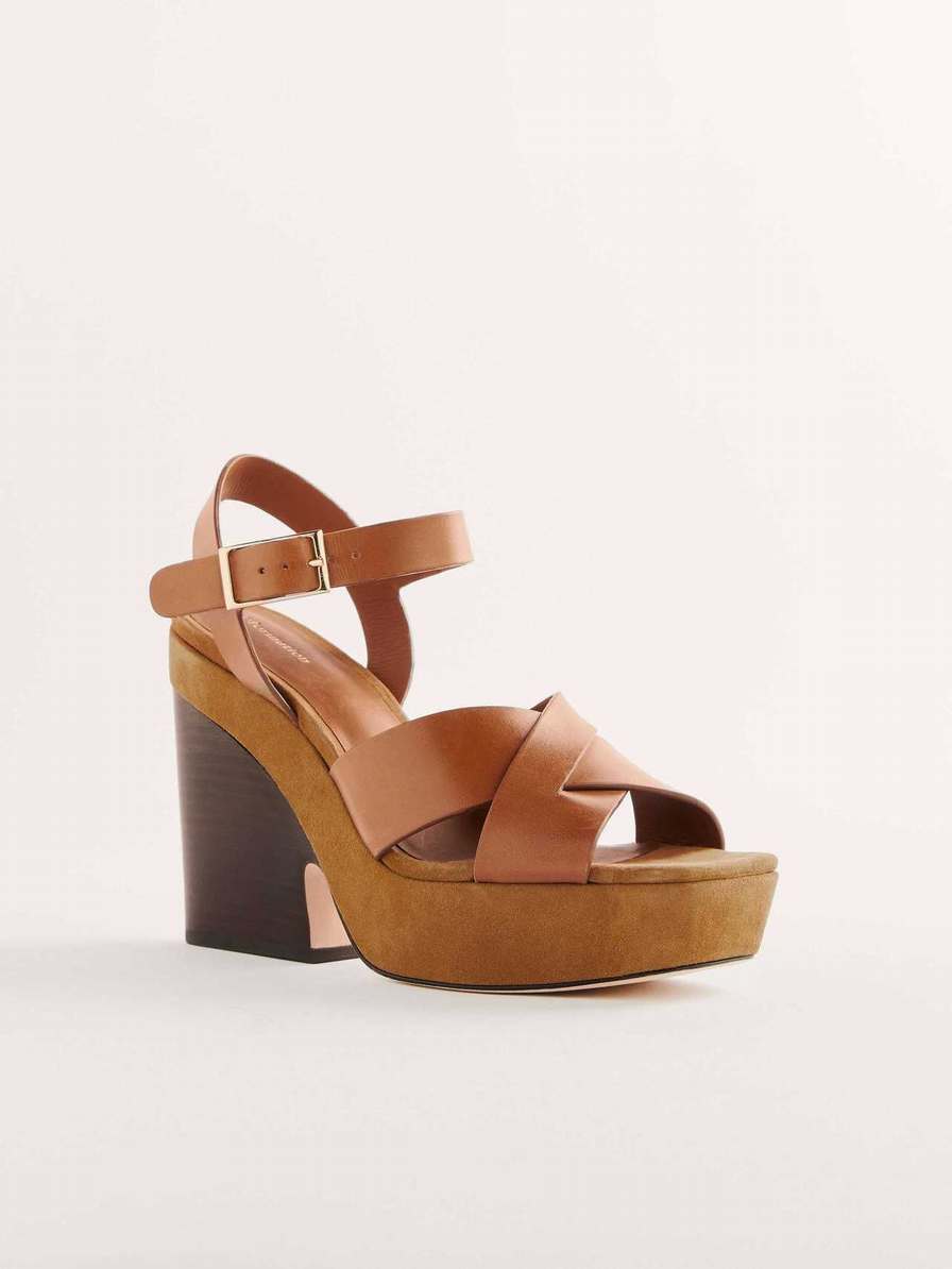 Women's Reformation Juna Platform Sandals Brown | USA-023157