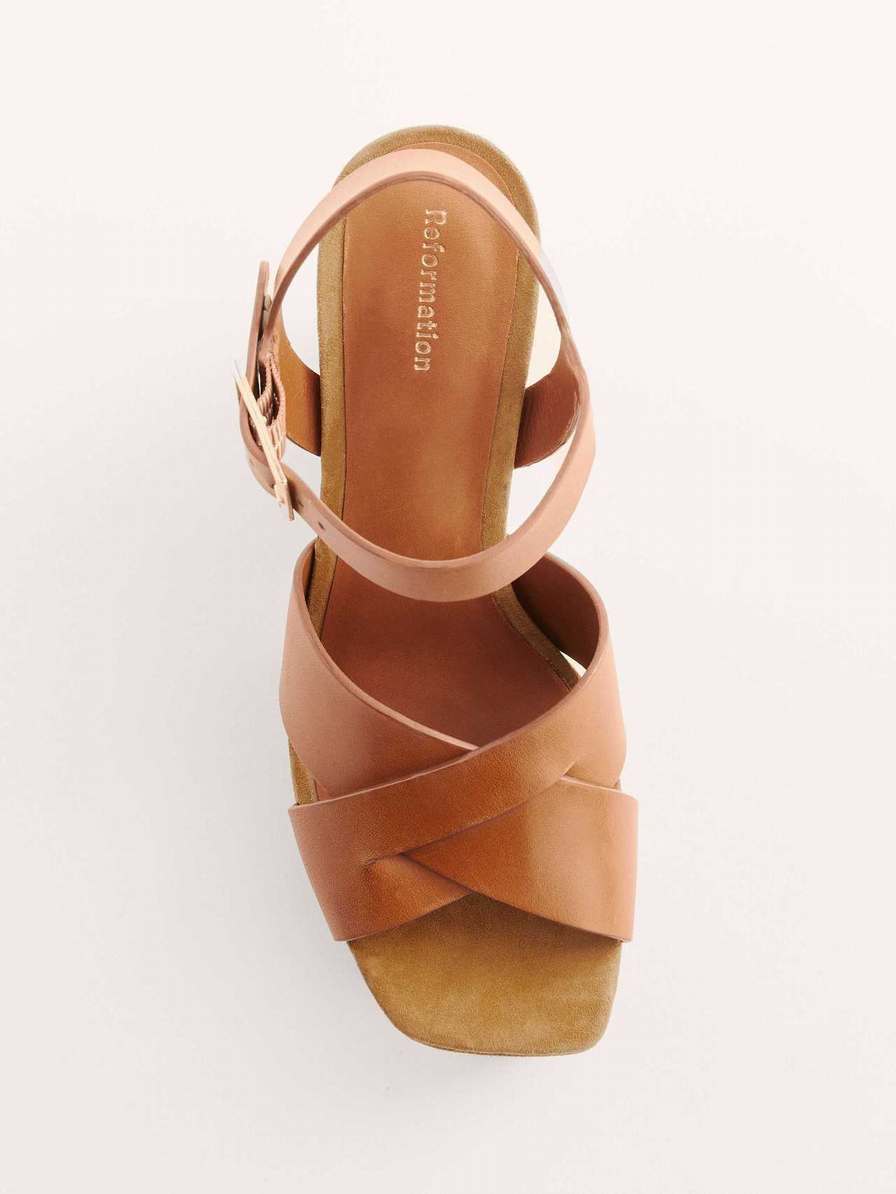 Women's Reformation Juna Platform Sandals Brown | USA-023157