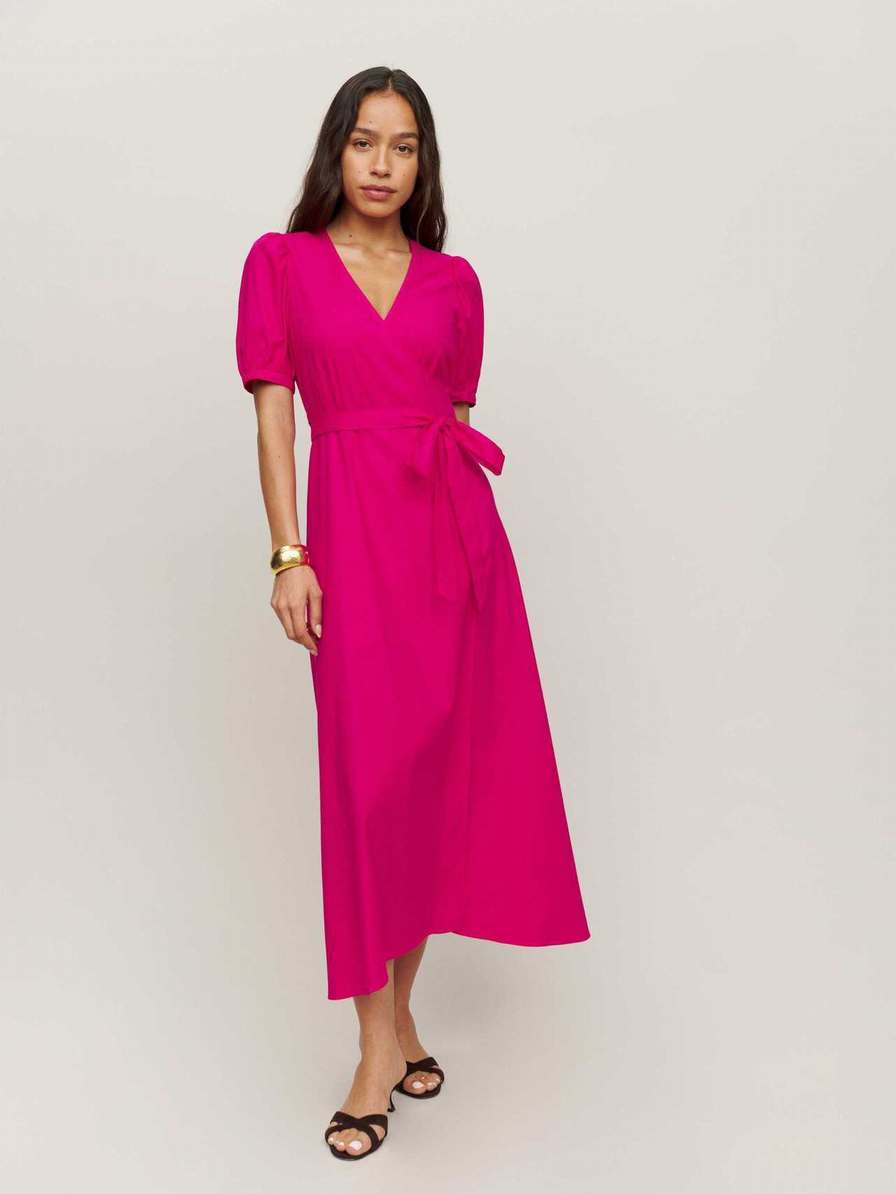 Women\'s Reformation Kaelie Dress Fuchsia | USA-0731568