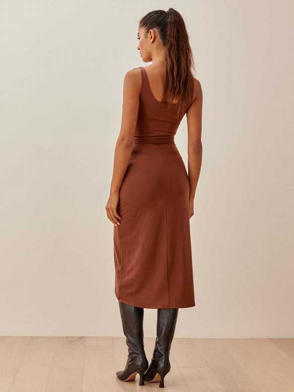 Women's Reformation Kaila Knit Dress Brown | USA-631475