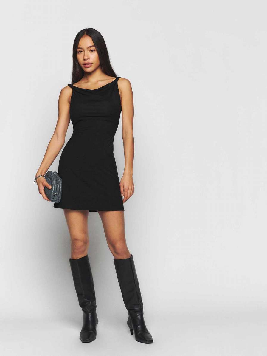 Women's Reformation Kailea Knit Dress Black | USA-6014357