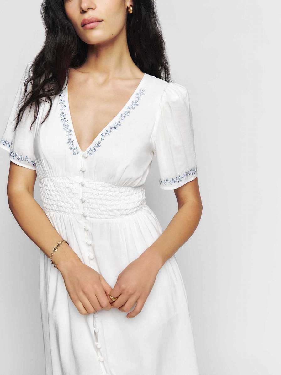 Women's Reformation Kamryn Dress White | USA-783506