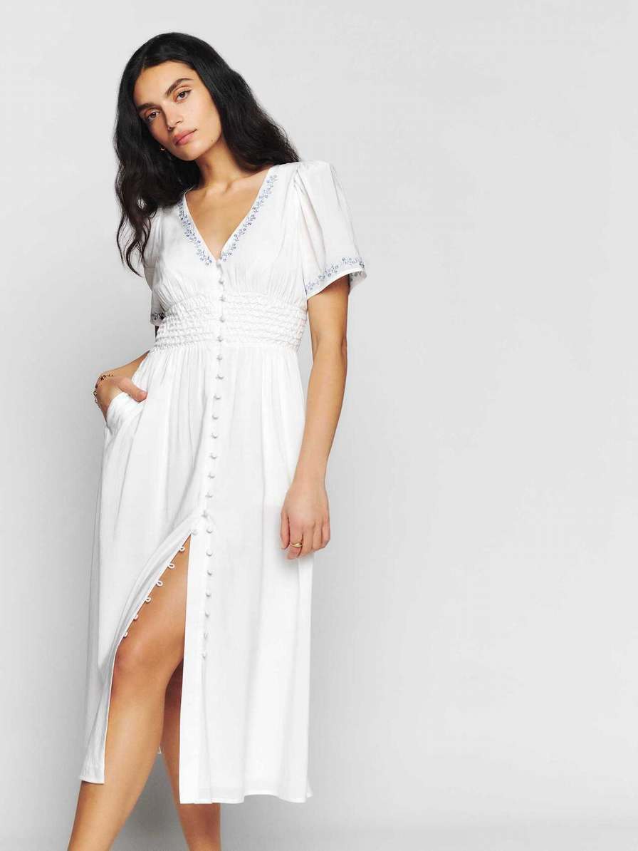 Women's Reformation Kamryn Dress White | USA-783506