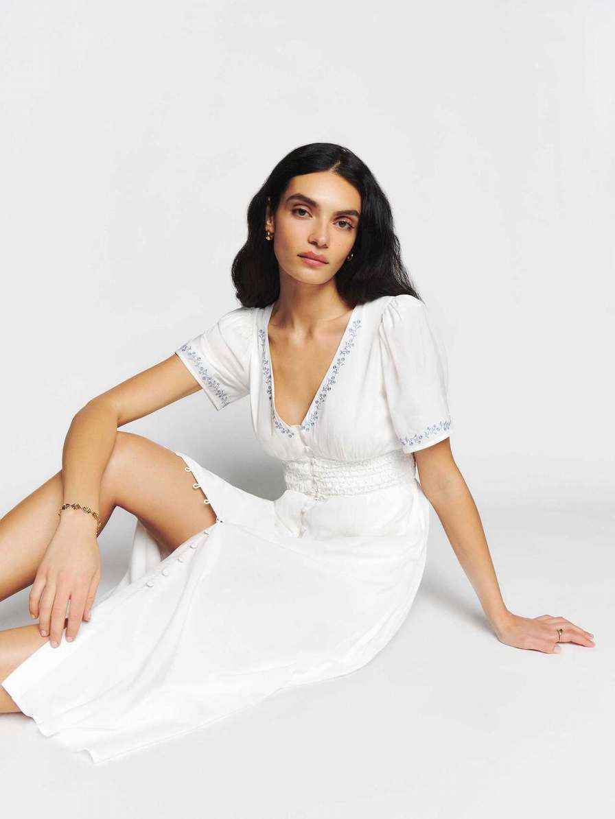 Women's Reformation Kamryn Dress White | USA-783506