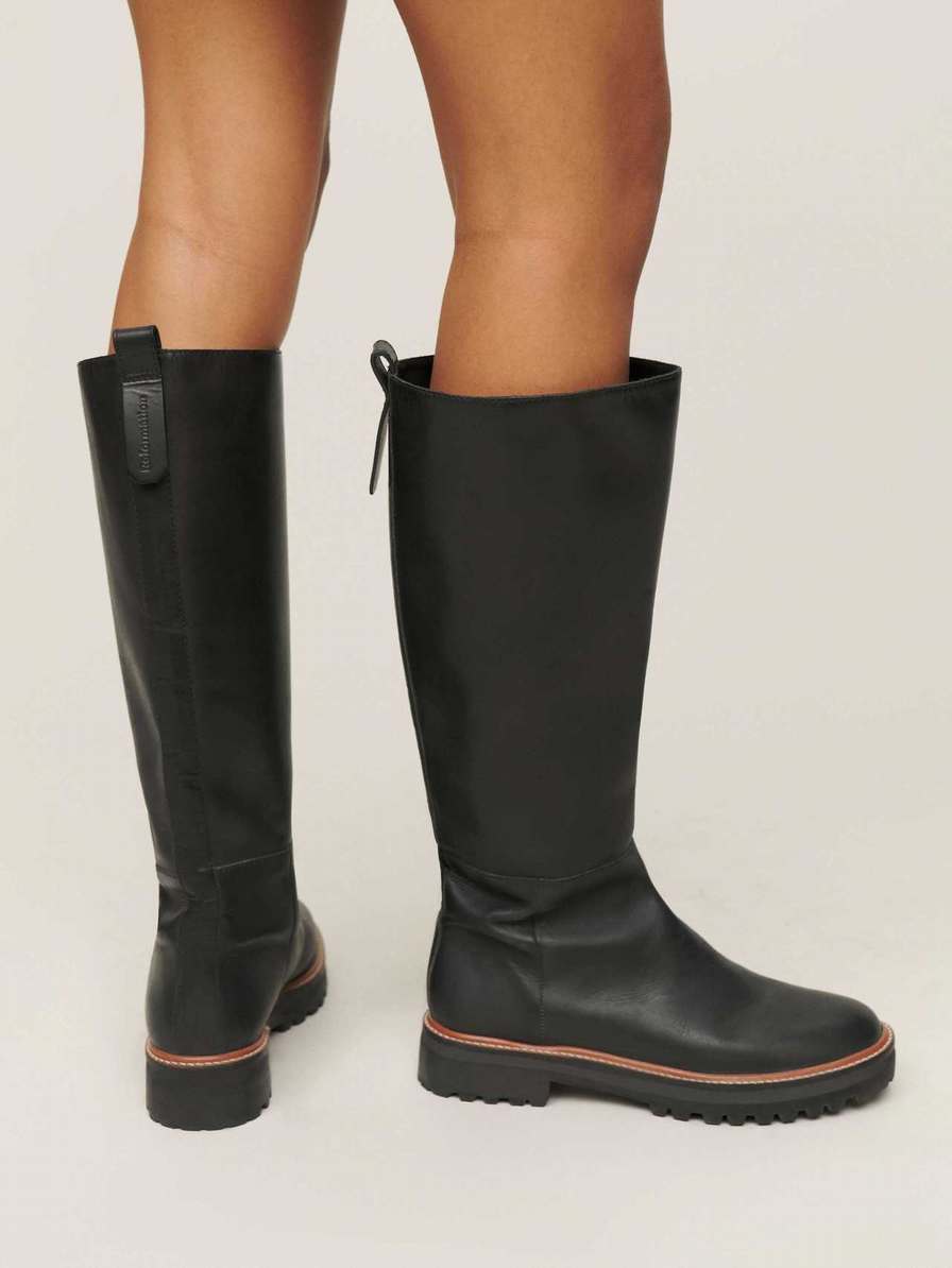 Women's Reformation Kata Bucket Knee-high Boots Black | USA-526138