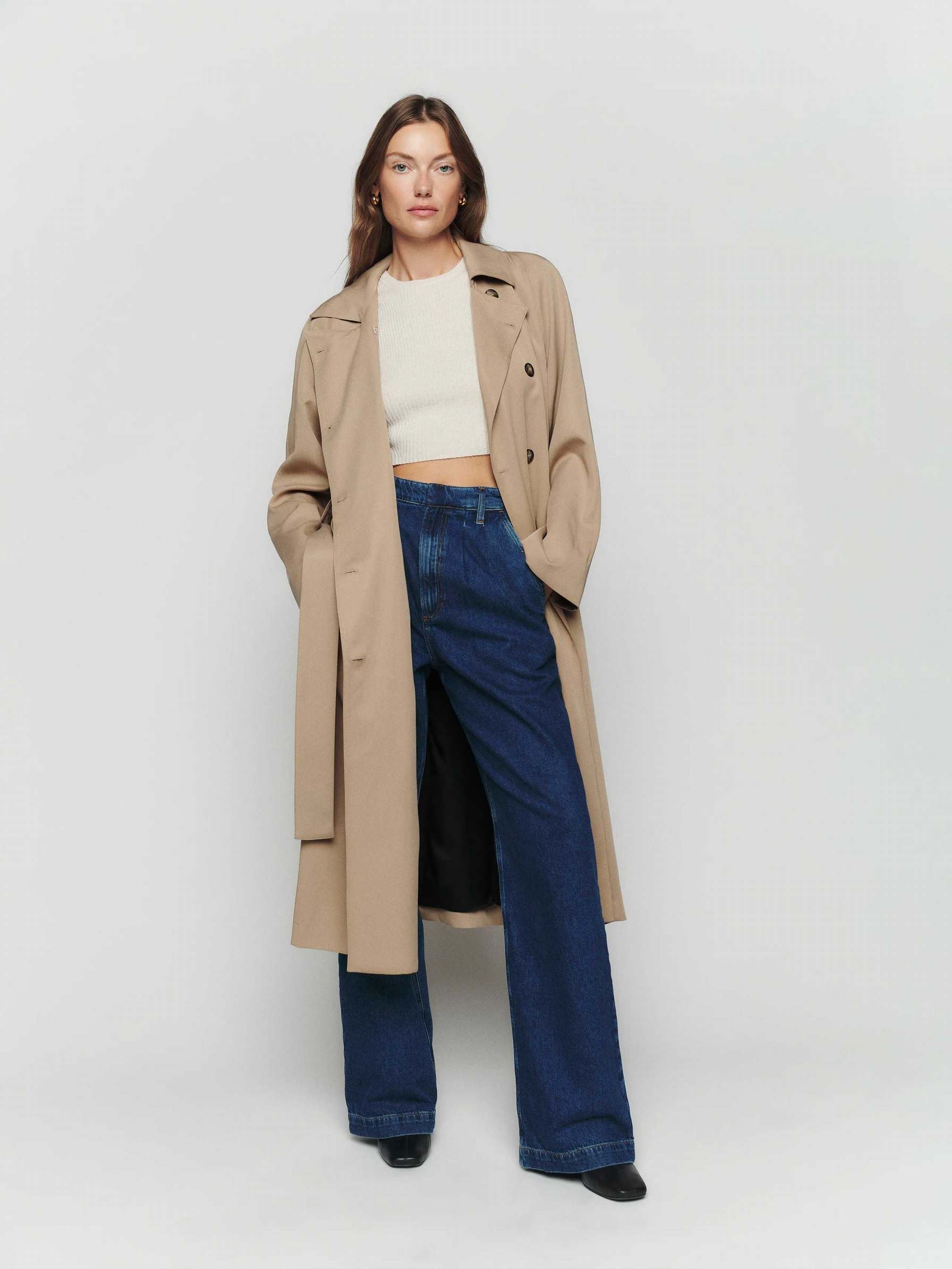 Women's Reformation Kensington Trench Coat Khaki | USA-765132