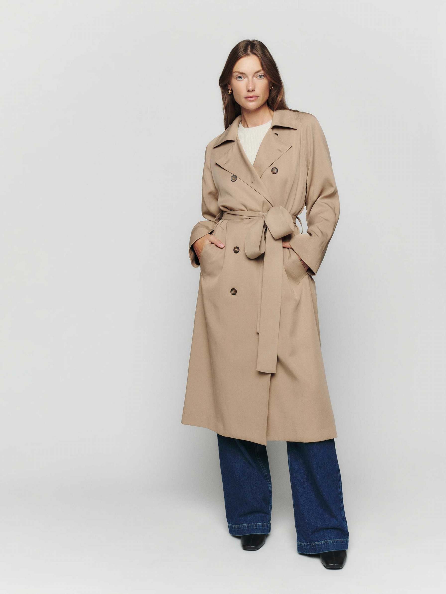 Women's Reformation Kensington Trench Coat Khaki | USA-765132