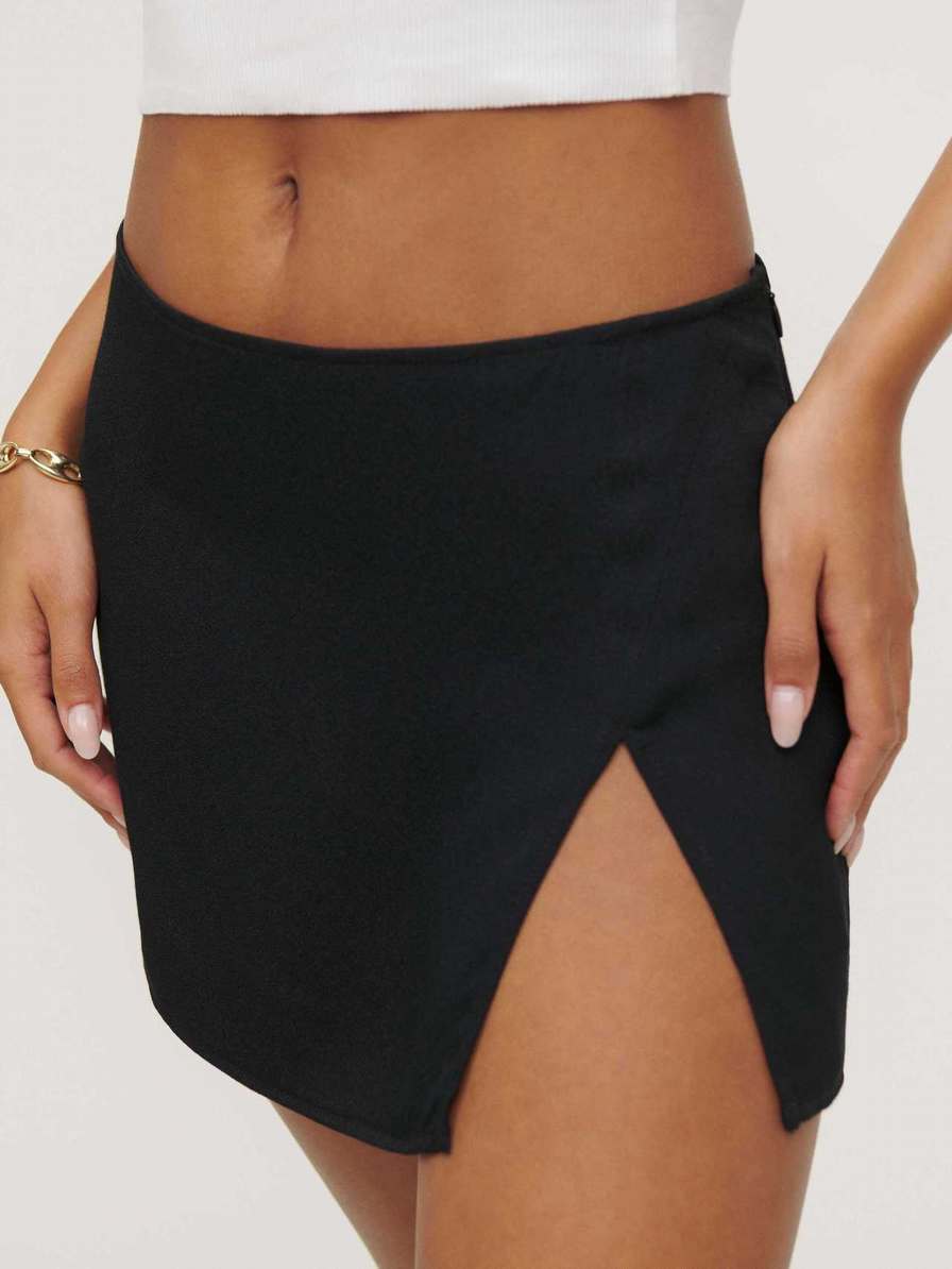 Women's Reformation Kiara Skirts Black | USA-420615