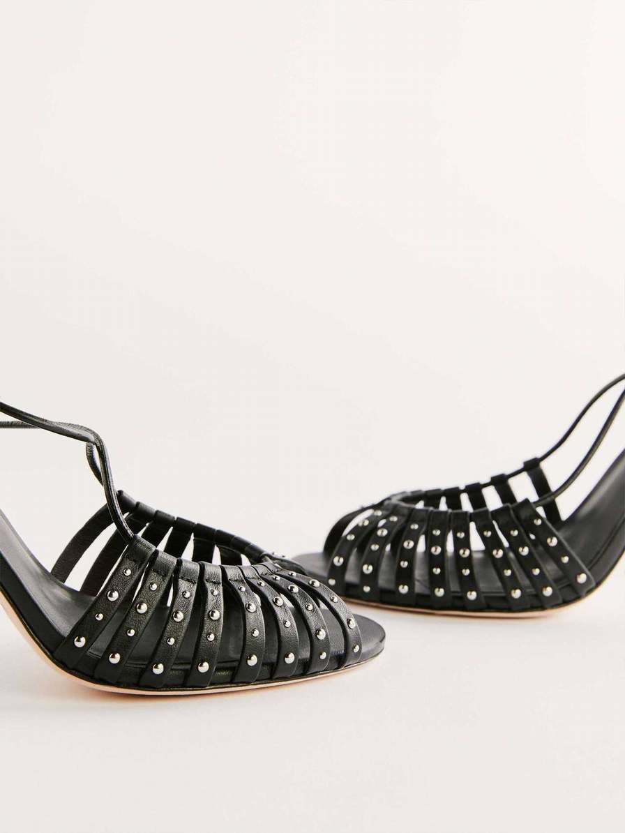 Women's Reformation Kiki Strappy Sandals Black | USA-871025