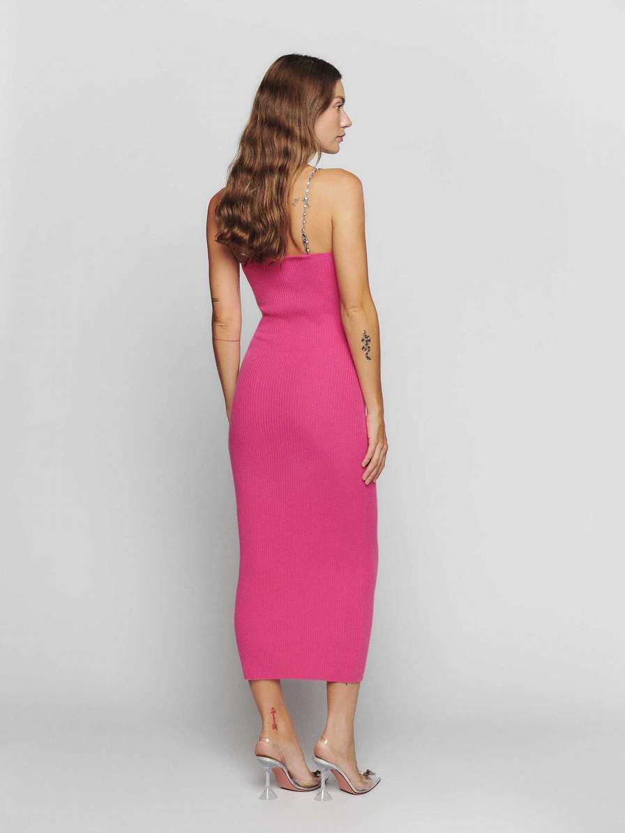 Women's Reformation Kimmy Novelty Cashmere Dress Fuchsia | USA-732860