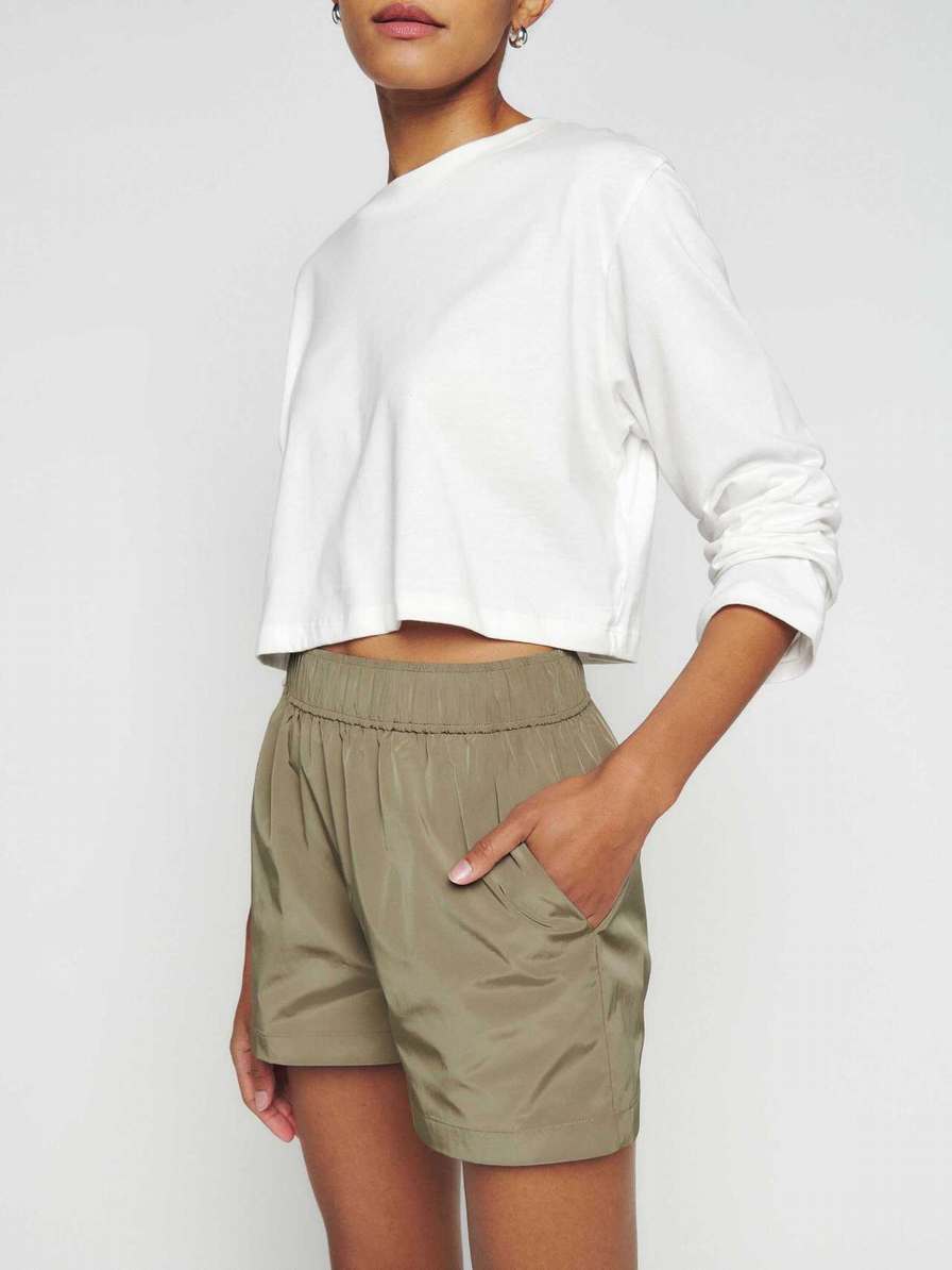 Women's Reformation Kinsley Shorts Light Green | USA-430682