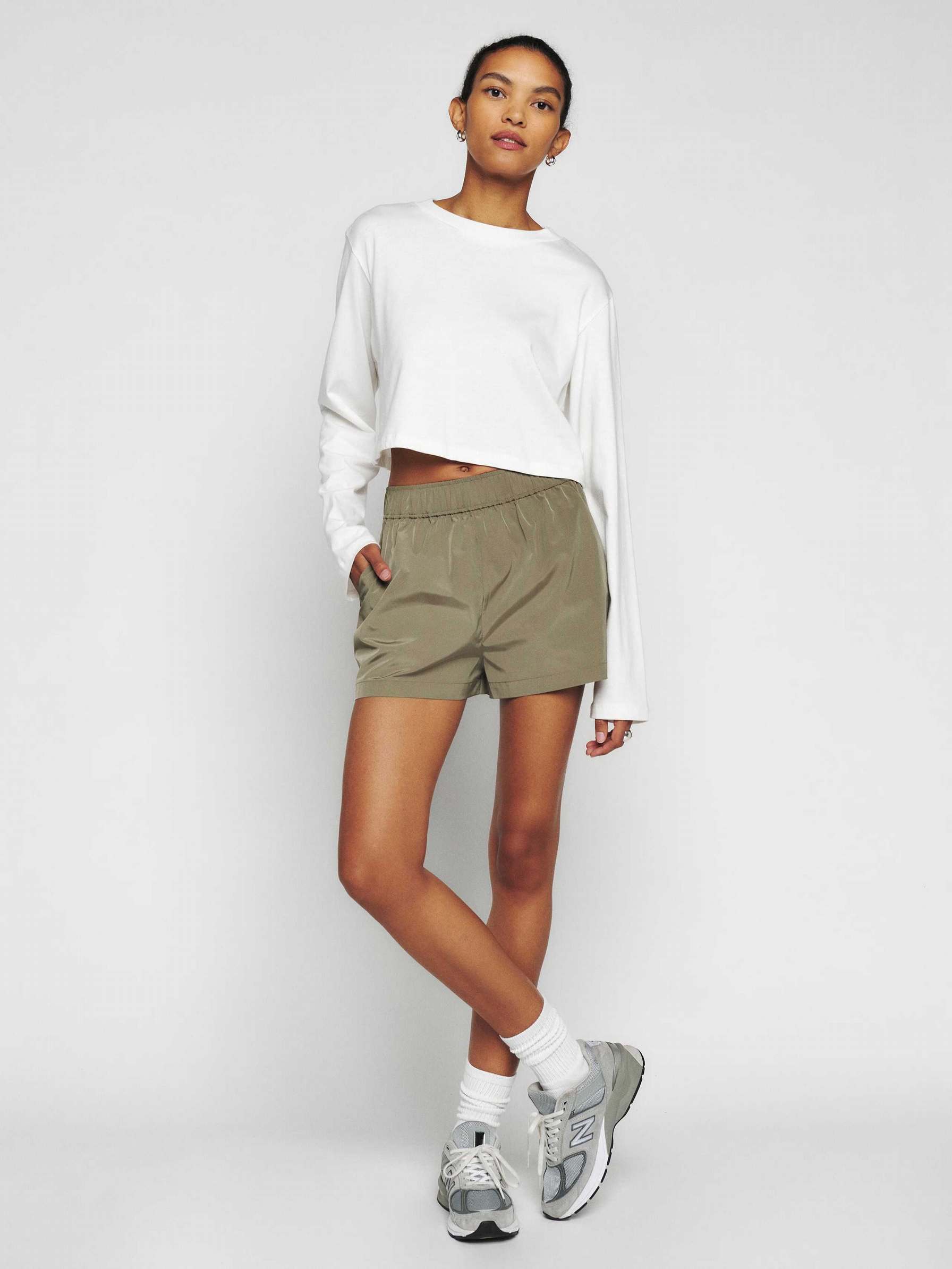 Women's Reformation Kinsley Shorts Light Green | USA-430682