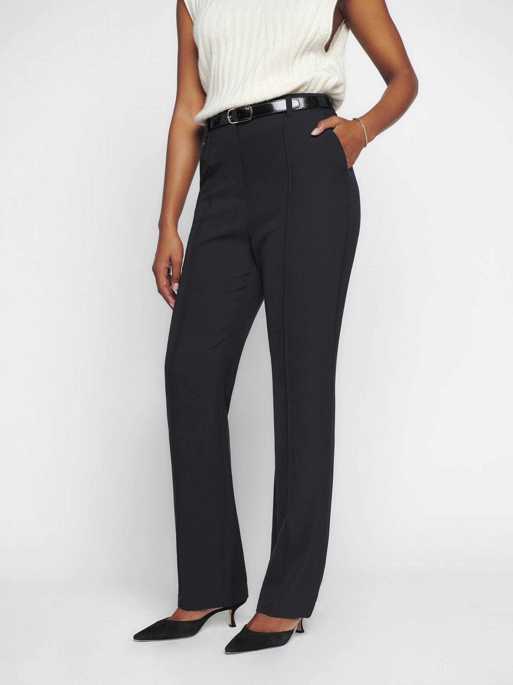 Women's Reformation Landon Pants Black | USA-412037