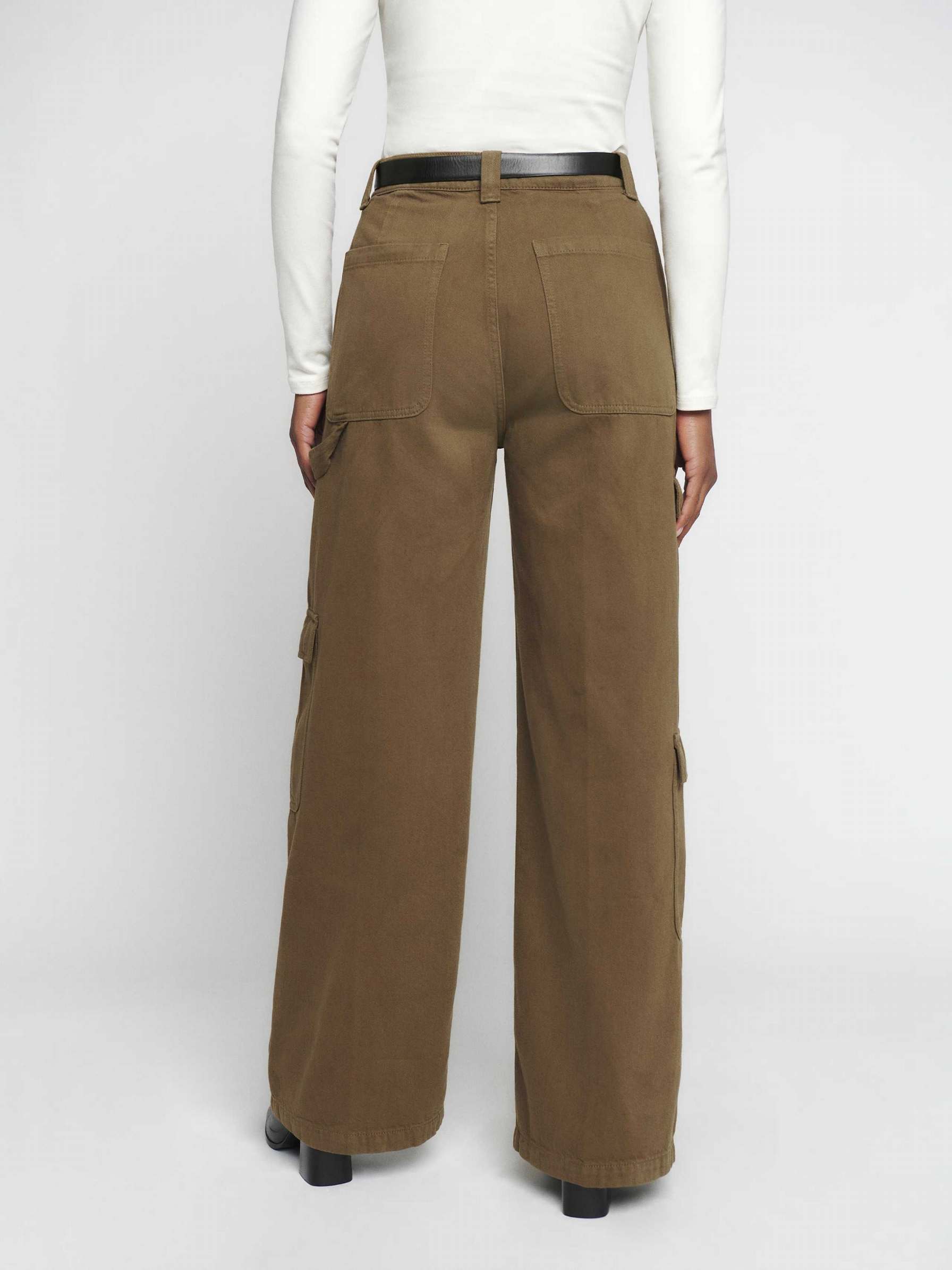 Women's Reformation Landy Wide Leg Cargo Jeans Dark Olive | USA-2750143