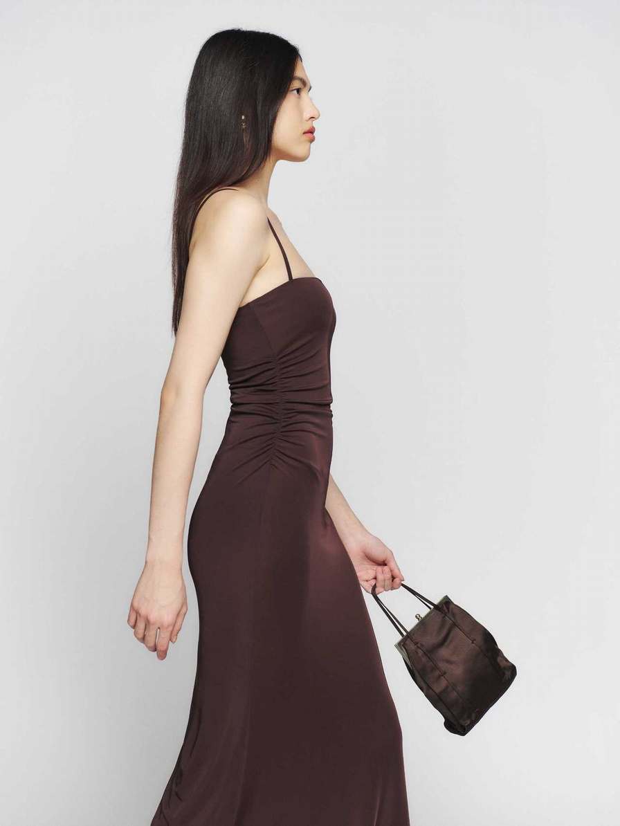 Women's Reformation Larenta Knit Dress Brown | USA-207846