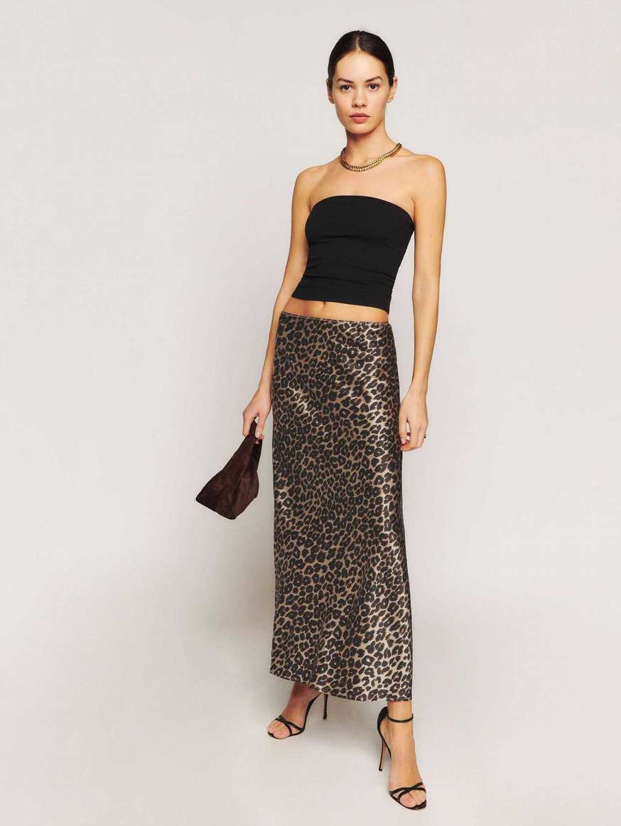 Women's Reformation Layla Silk Skirts Leopard | USA-357248