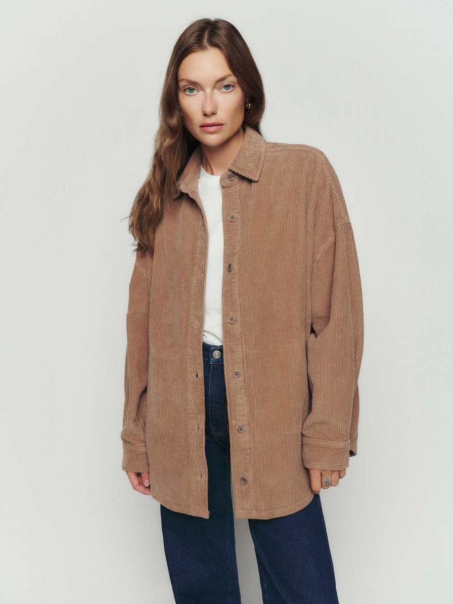 Women's Reformation Layne Corduroy Jackets Khaki | USA-028617