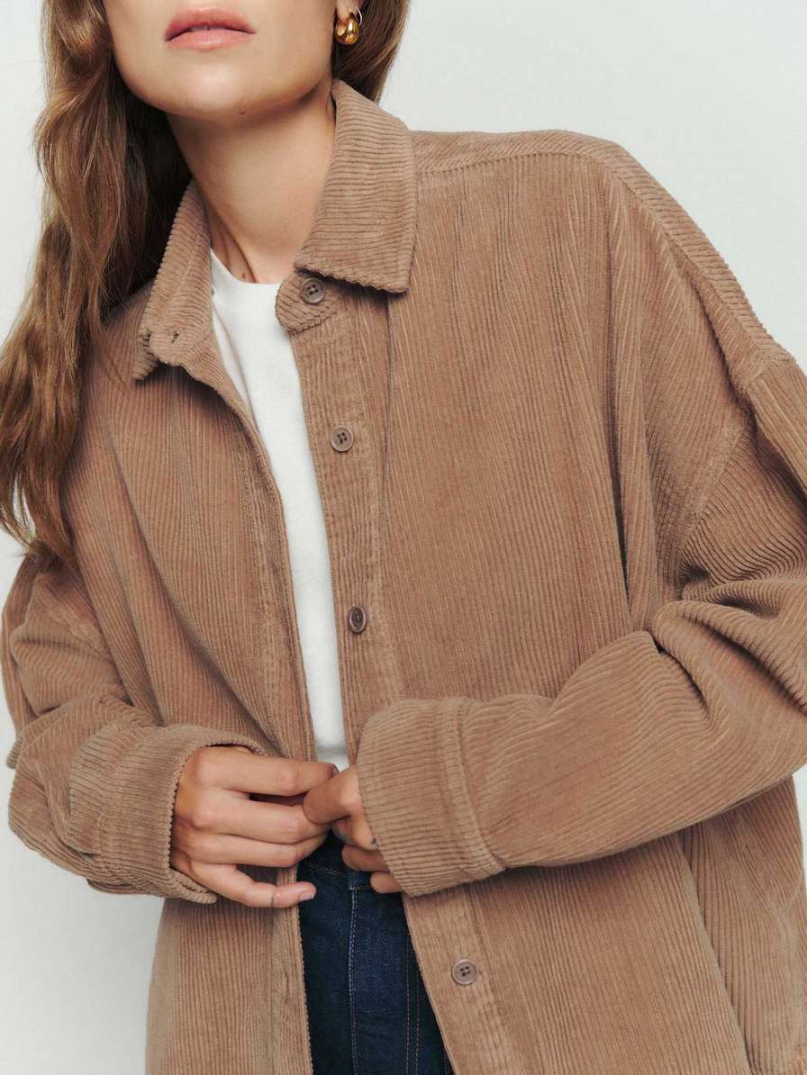 Women's Reformation Layne Corduroy Jackets Khaki | USA-028617