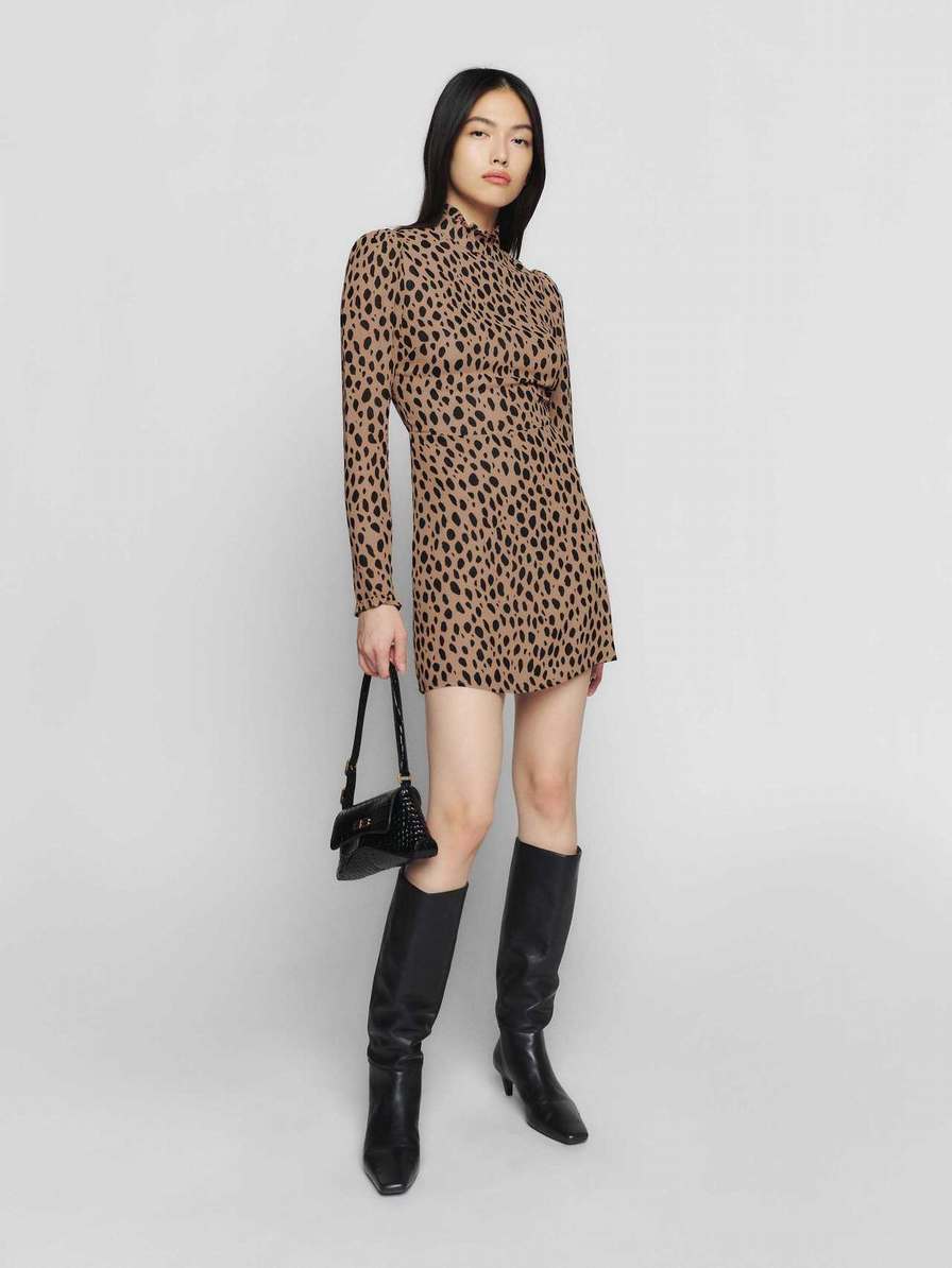 Women's Reformation Lewis Dress Leopard | USA-431067