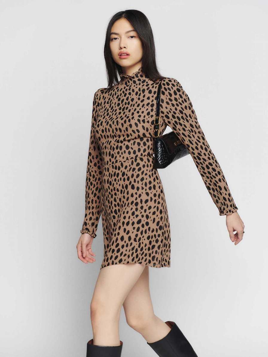 Women's Reformation Lewis Dress Leopard | USA-431067