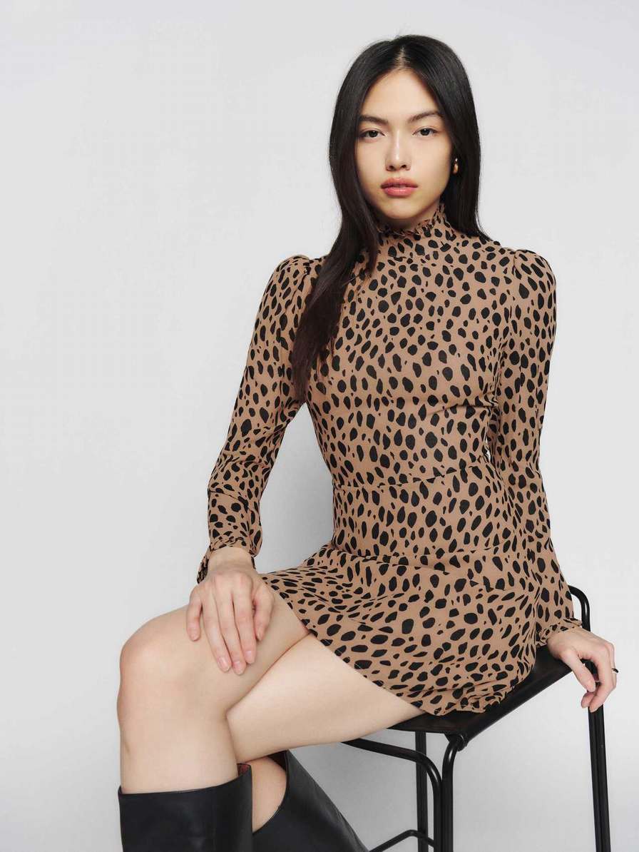 Women\'s Reformation Lewis Dress Leopard | USA-431067