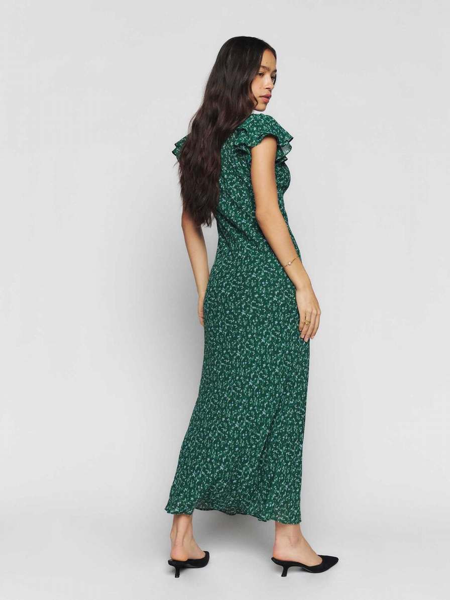 Women's Reformation Lisola Dress Dark Green | USA-3175046