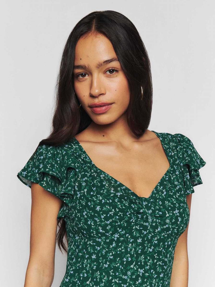 Women's Reformation Lisola Dress Dark Green | USA-3175046