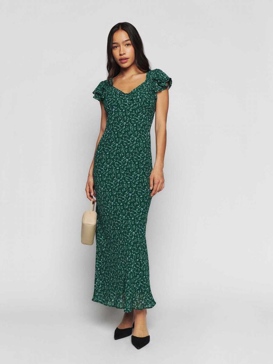 Women's Reformation Lisola Dress Dark Green | USA-3175046