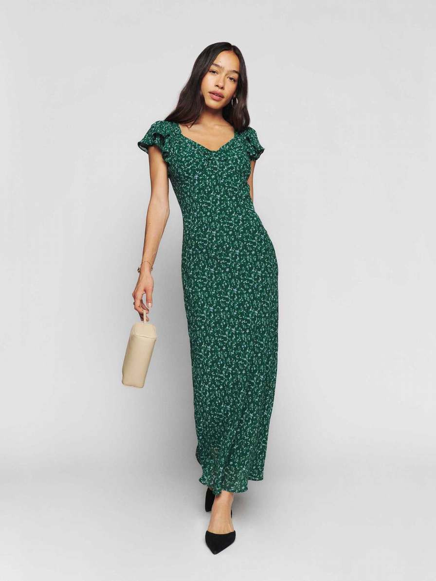 Women's Reformation Lisola Dress Dark Green | USA-3175046