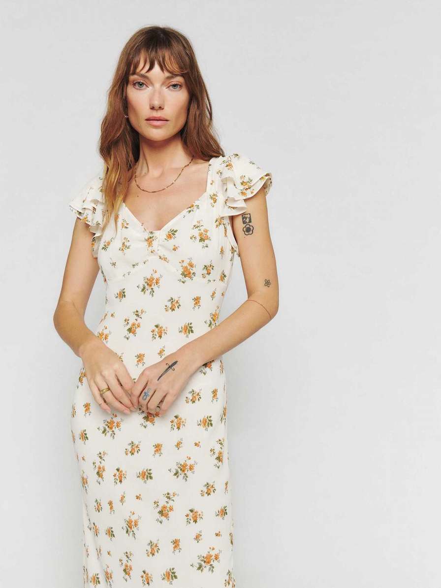 Women's Reformation Lisola Dress White | USA-301465