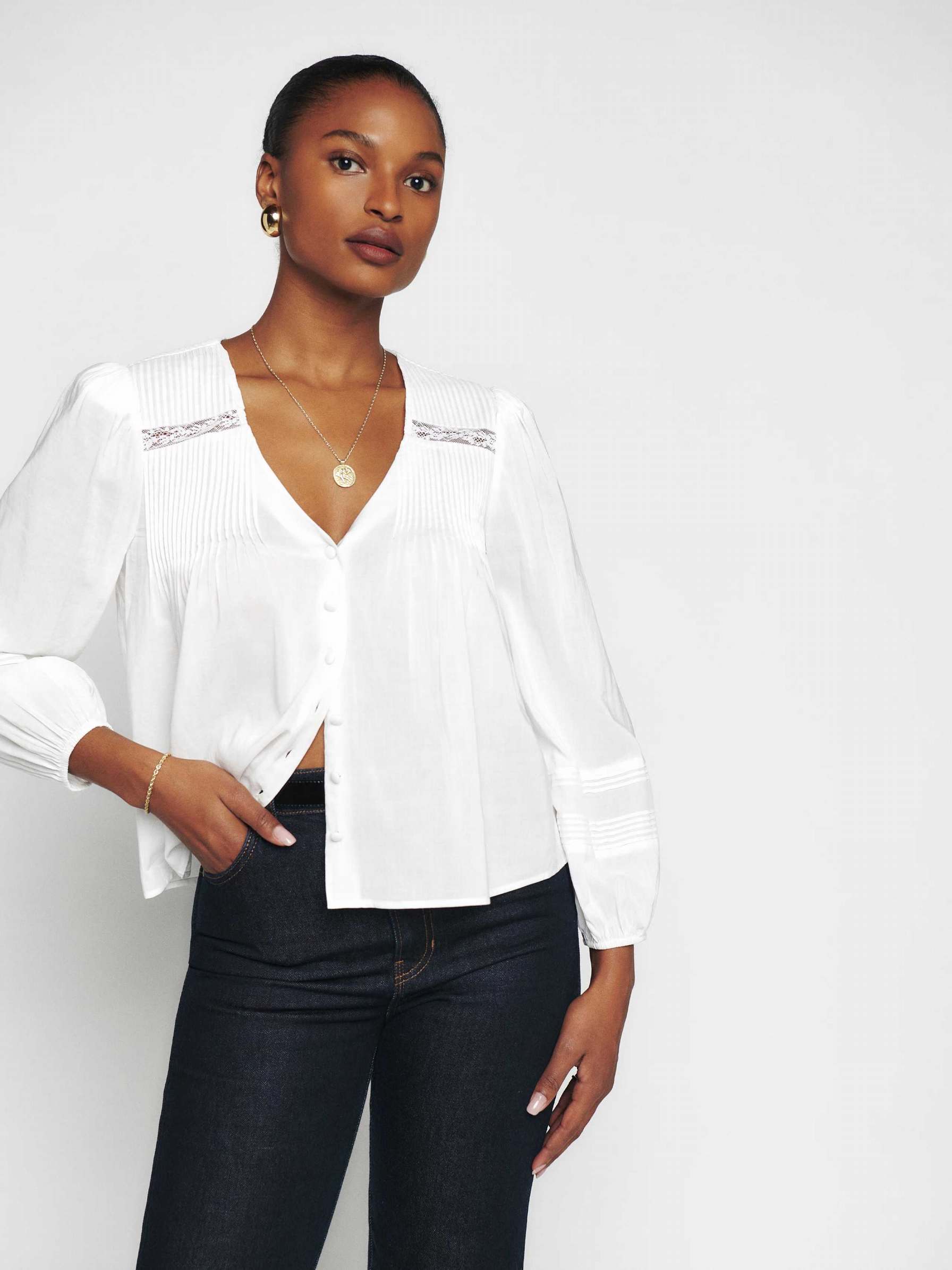 Women's Reformation Livvy Tops White | USA-4231578