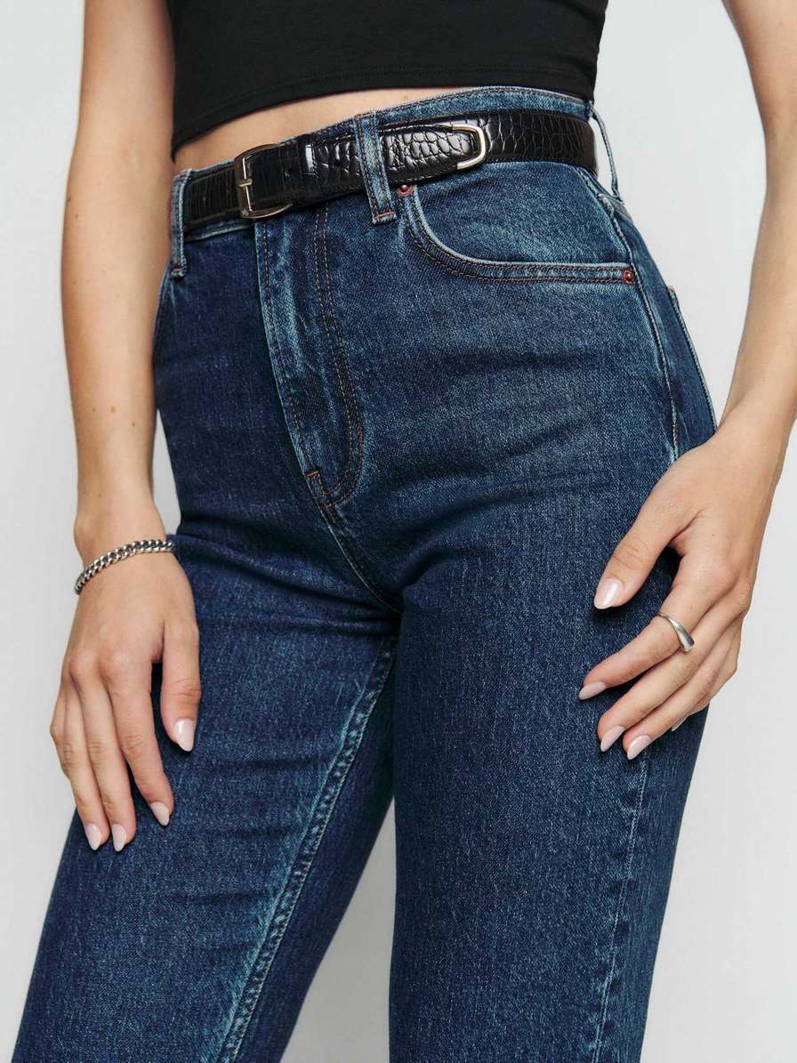 Women's Reformation Liza Ultra High Rise Straight Jeans Blue | USA-023684