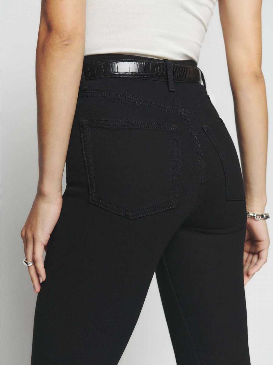 Women's Reformation Liza Ultra High Rise Straight Jeans Black | USA-1784263