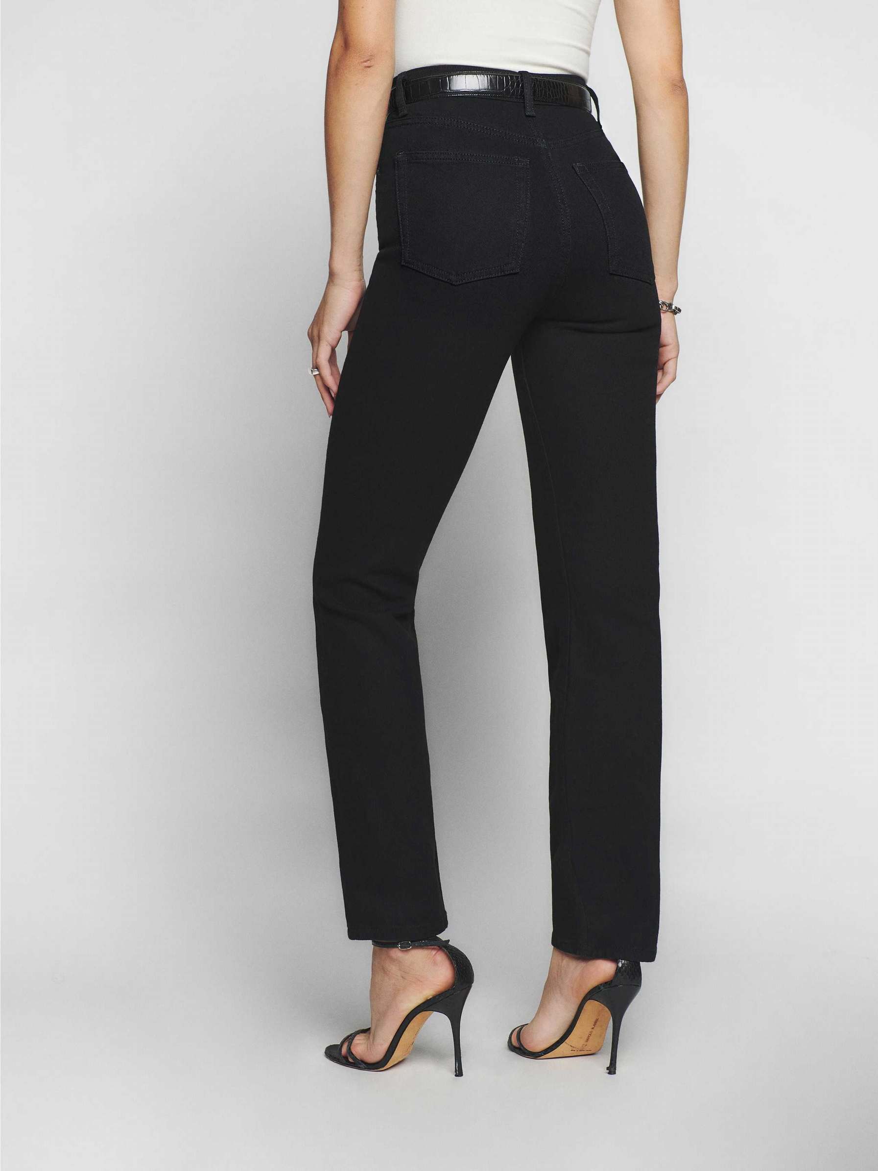 Women's Reformation Liza Ultra High Rise Straight Jeans Black | USA-1784263