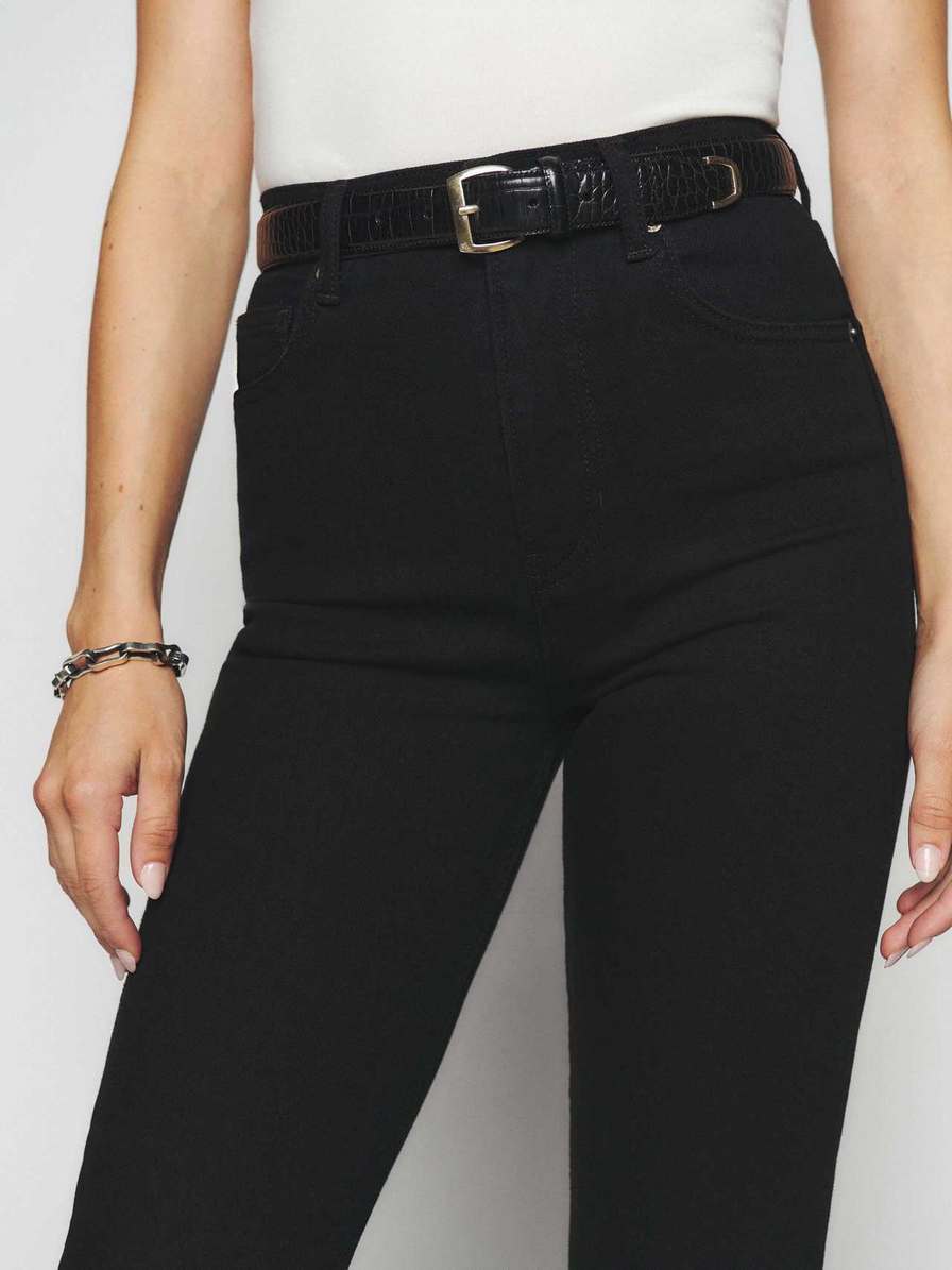 Women's Reformation Liza Ultra High Rise Straight Jeans Black | USA-1784263