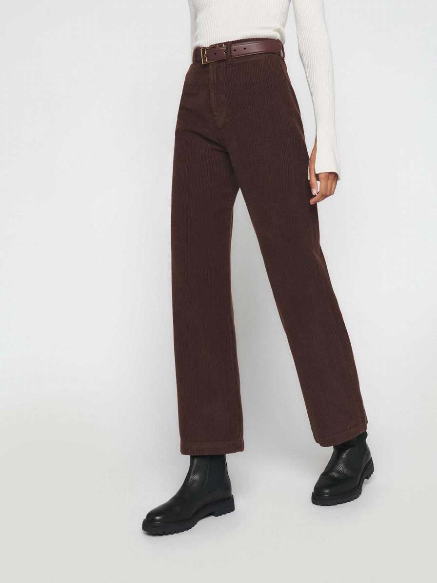 Women's Reformation Logan Pants Coffee | USA-425067