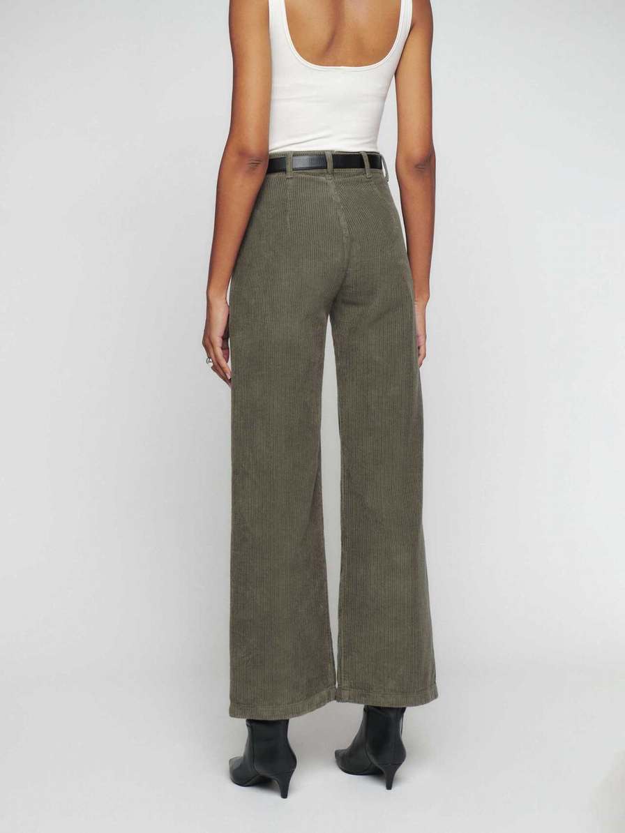 Women's Reformation Logan Pants Dark Green | USA-8417532