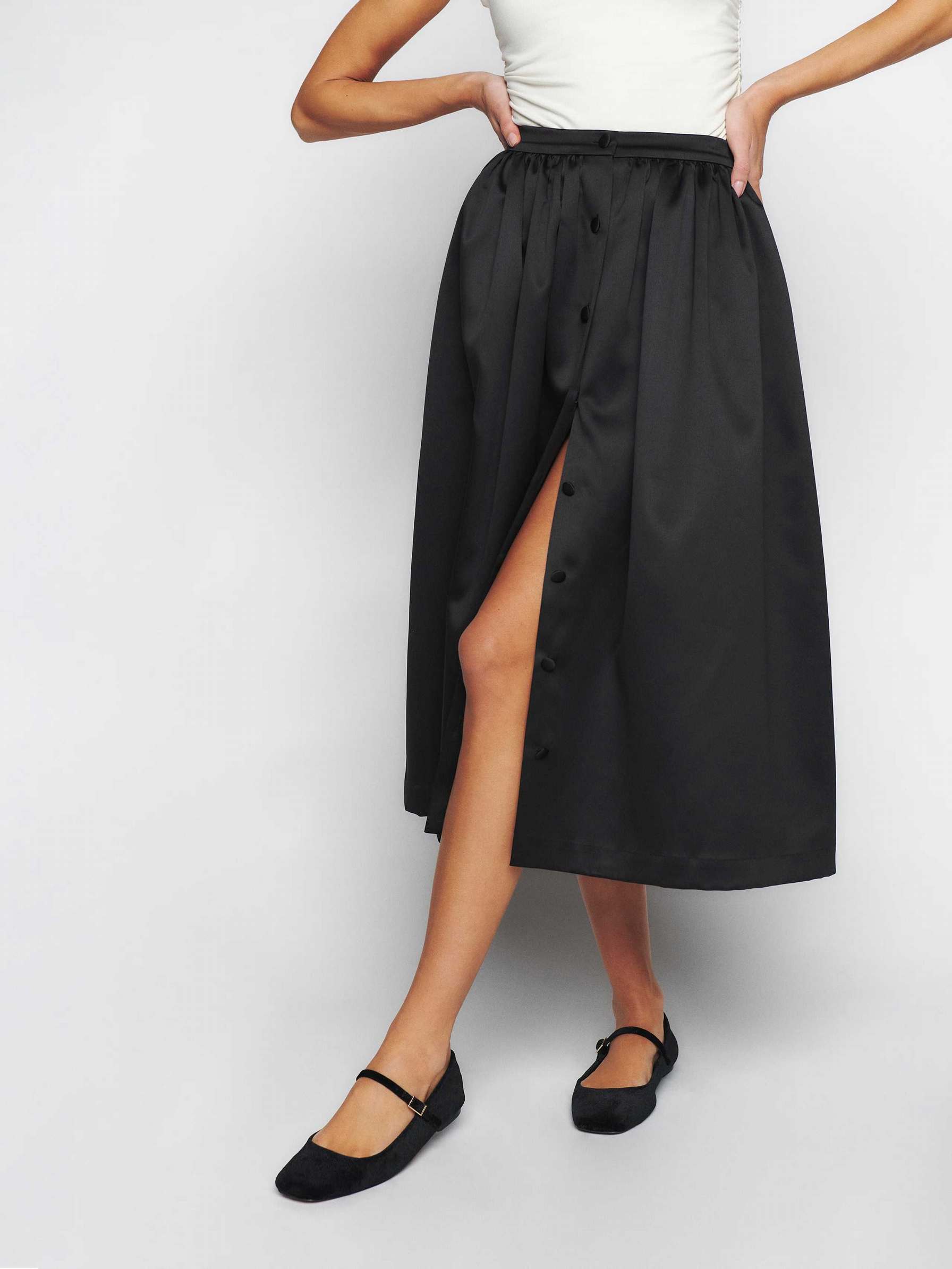 Women's Reformation Lola Skirts Black | USA-1830257