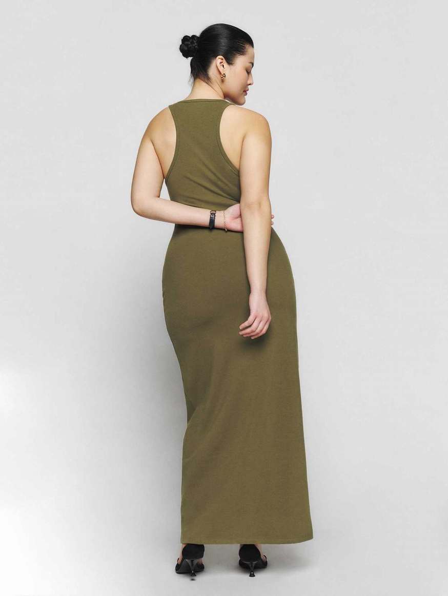 Women's Reformation Luana Knit Dress Dark Olive | USA-124765