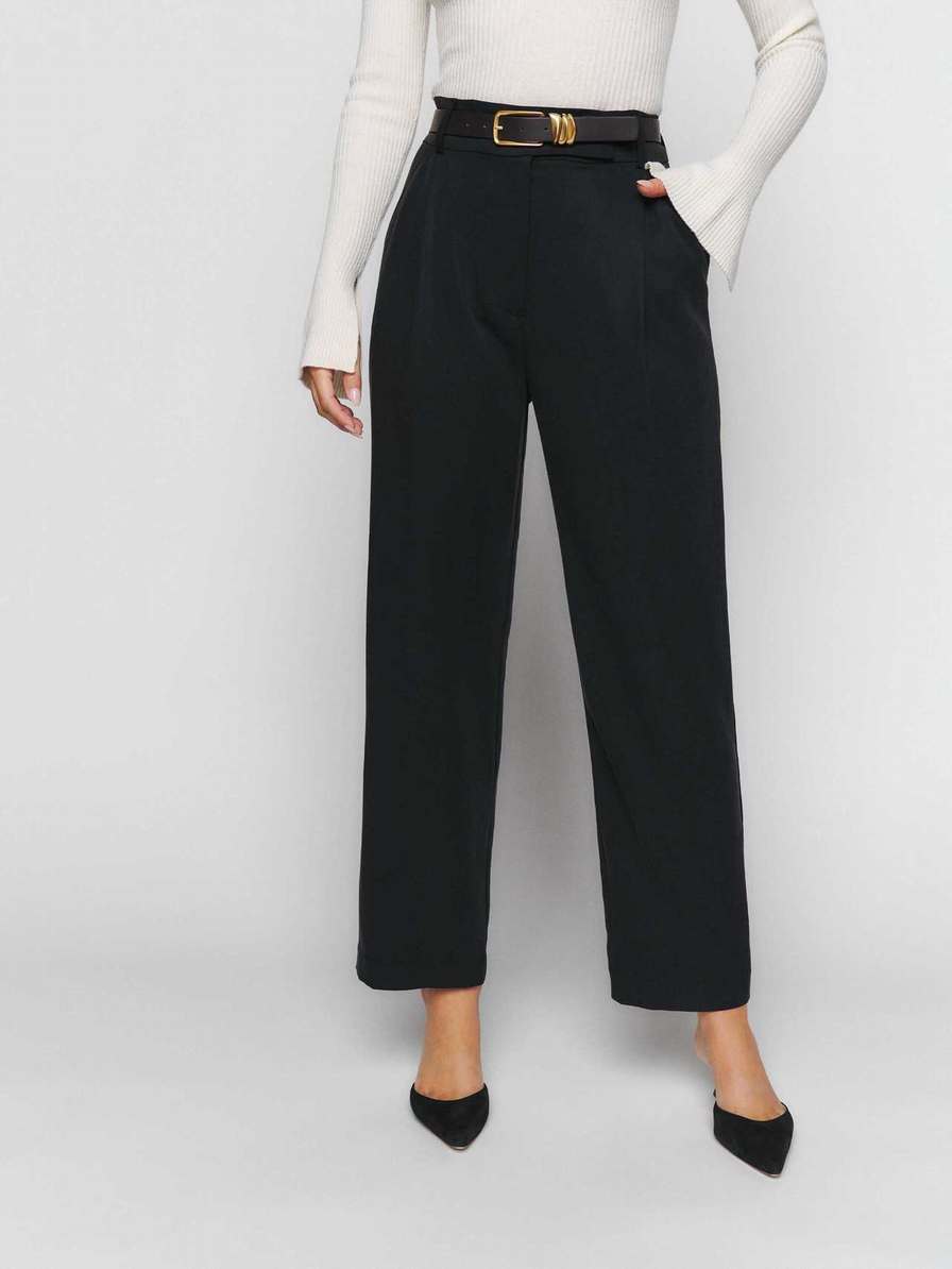 Women's Reformation Lucas Pants Black | USA-762358