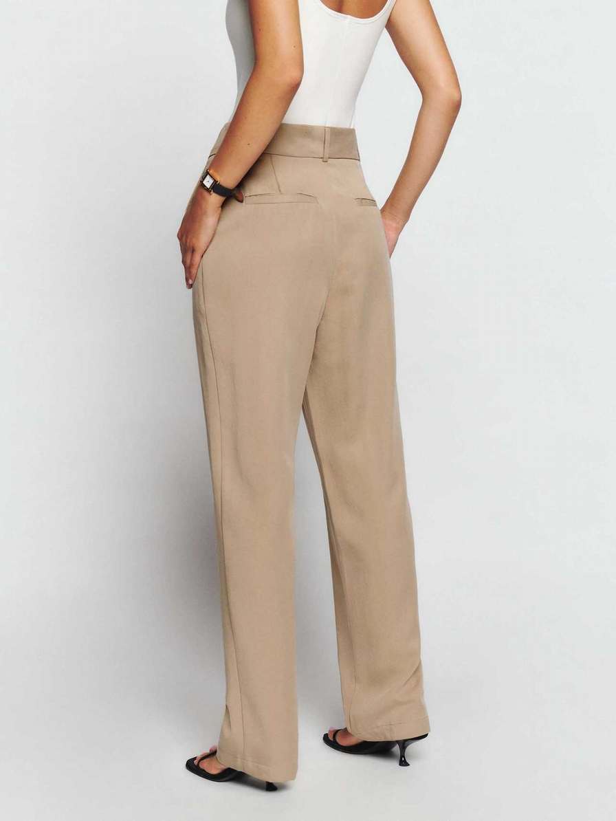 Women's Reformation Lucas Pants Khaki | USA-354180