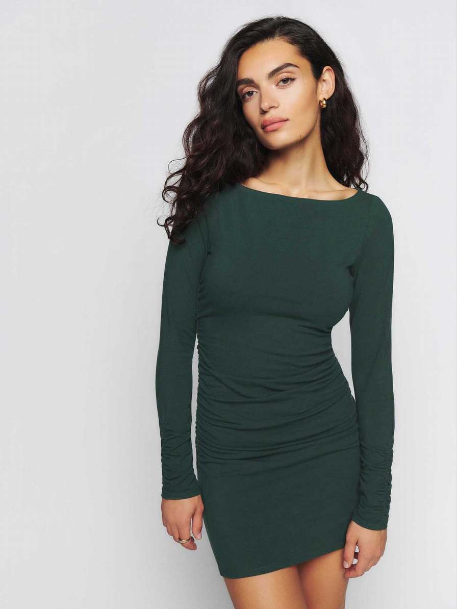 Women's Reformation Lucio Knit Dress Black Green | USA-2640317