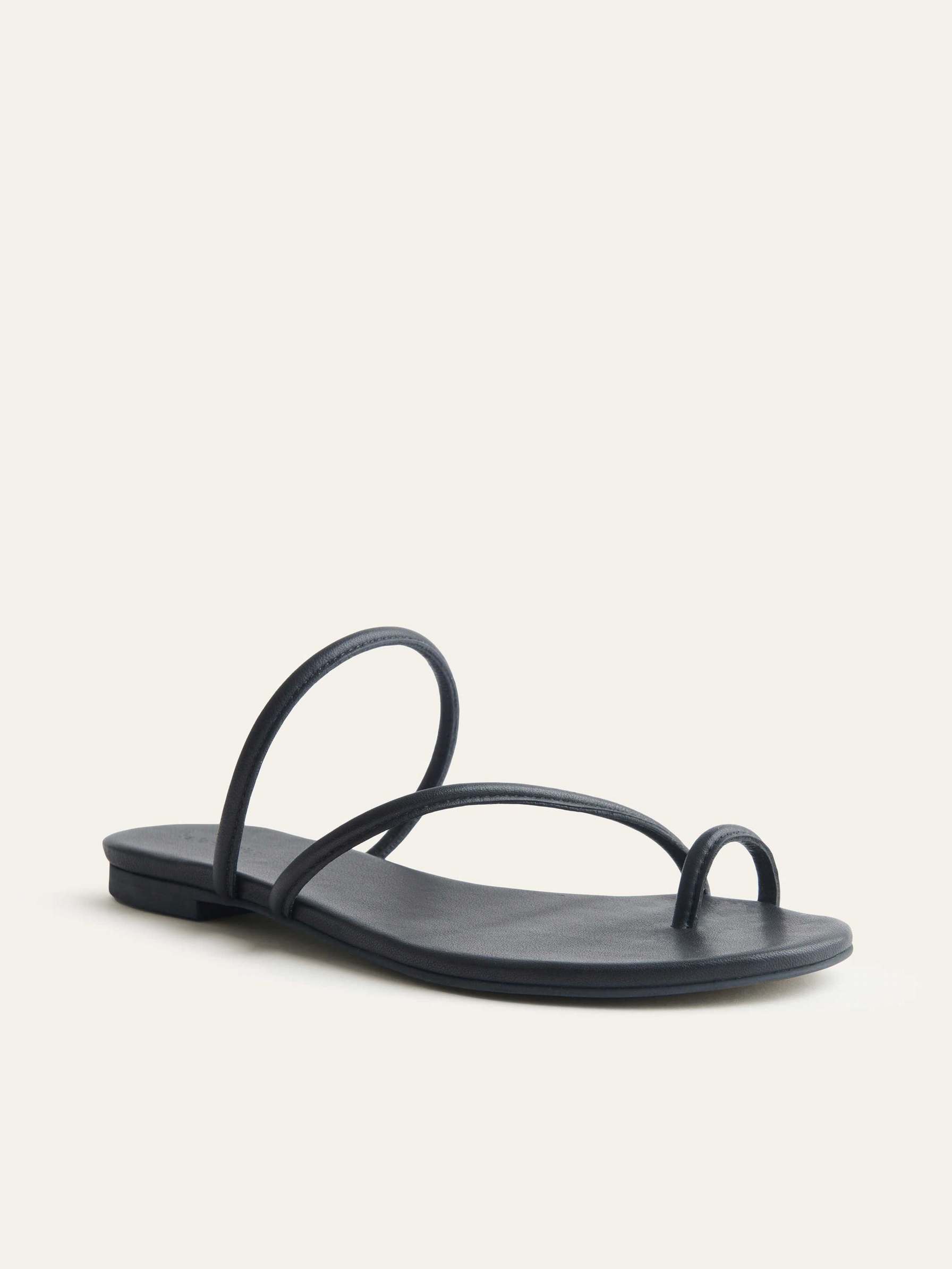 Women's Reformation Ludo Toe Ring Strappy Sandals Black | USA-372810