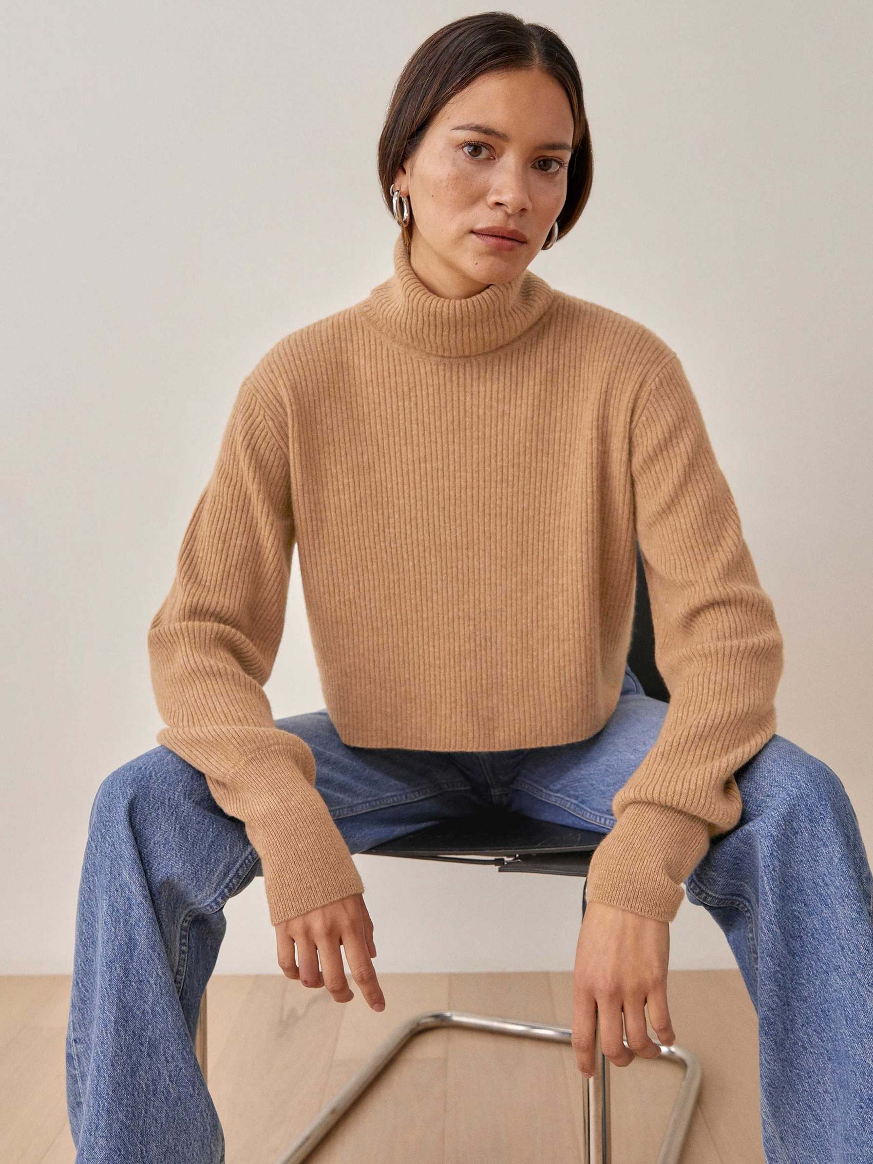 Women's Reformation Luisa Cropped Cashmere Sweater Brown | USA-783065